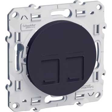 Odace, prise double rj45 anthracite, grade 3 (multimédia) cat. 6 stp, à vis