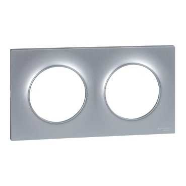 Odace styl, plaque alu 2 postes horiz./vert. entraxe 71mm