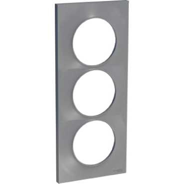 Odace styl, plaque alu 3 postes verticaux entraxe 57mm