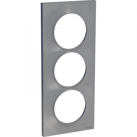 Odace styl, plaque alu 3 postes verticaux entraxe 57mm