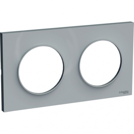 Odace styl plaque gris 2 postes horizontaux ou verticaux entraxe 71mm