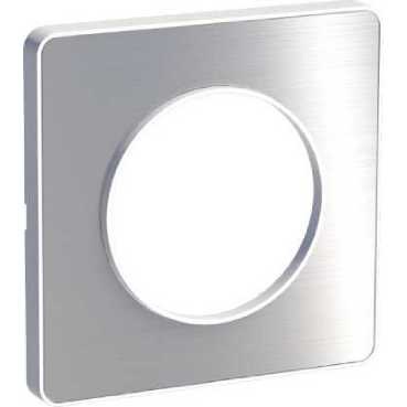 Odace touch, plaque aluminium brossé avec liseré blanc 1 poste