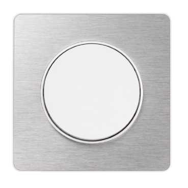 Odace touch, plaque aluminium brossé avec liseré blanc 1 poste