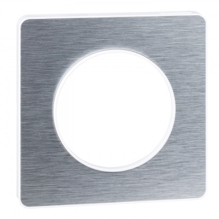 Odace touch, plaque aluminium brossé avec liseré blanc 1 poste