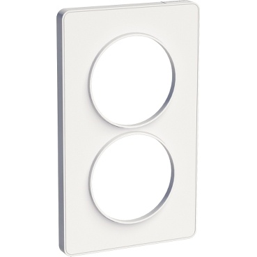 Odace touch, plaque blanc 2 postes verticaux 57mm