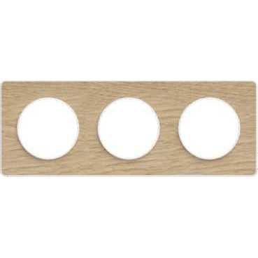 Odace touch, plaque bois naturel liseré blanc 3 postes horiz./vert. 71mm