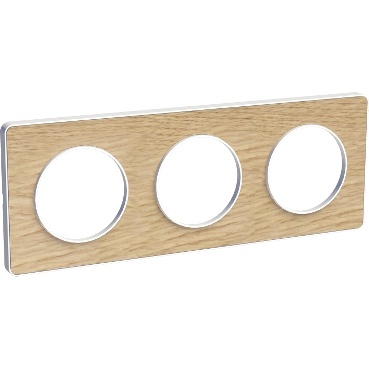 Odace touch, plaque bois naturel liseré blanc 3 postes horiz./vert. 71mm