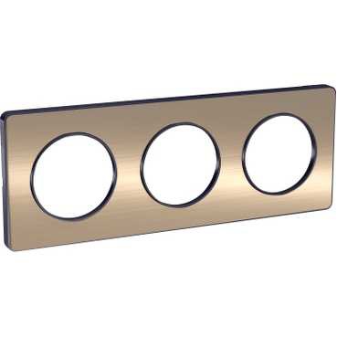 Odace touch, plaque bronze brossé liseré anthracite 3 postes horiz./vert. 71mm