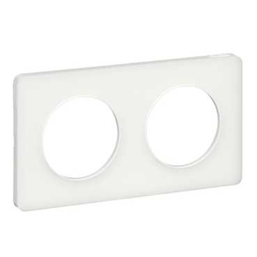 Odace touch, plaque translucide blanc 2 postes horiz./vert. entraxe 71mm