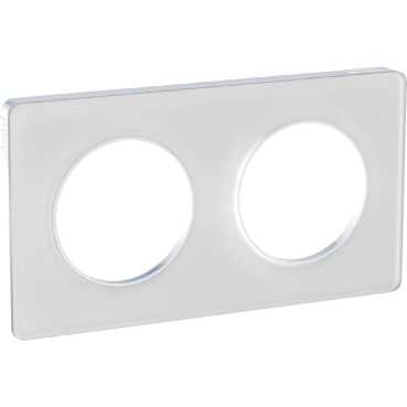 Odace touch, plaque translucide blanc 2 postes horiz./vert. entraxe 71mm