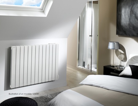 Radiateur ACOVA Fassane Premium Electrique horizontal, commande radiofréquence RF, puissance 1500W, hauteur 700 mm, largeur 1201