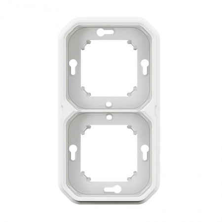 Support plaque encastré 2 postes montage horizontal/vertical Plexo blanc