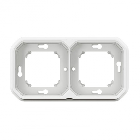 Support plaque encastré 2 postes montage horizontal/vertical Plexo blanc