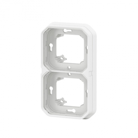 Support plaque encastré 2 postes montage horizontal/vertical Plexo blanc