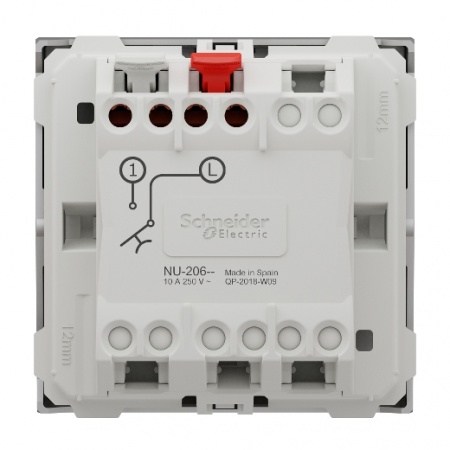 Unica - bouton-poussoir no - 10a - connexion rapide - 2 mod - alu - méca seul