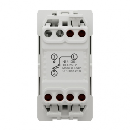 Unica - bouton-poussoir no/nf - 10a - connex rapide - 1 mod - blanc - méca seul