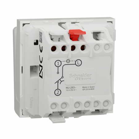 Unica - commande à carte no/nf - 10a - 2 modules - blanc - mécanisme seul