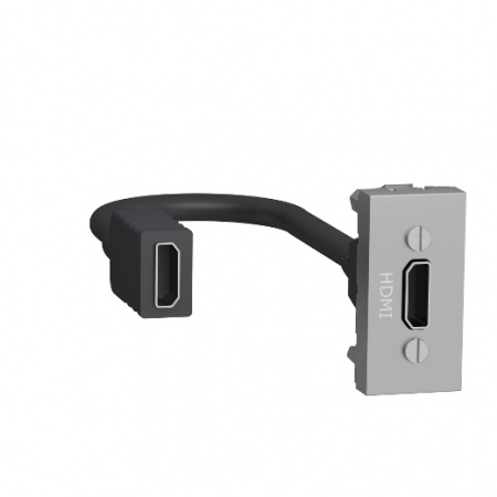 Unica - prise hdmi préconnectorisée - 1 mod - alu - méca seul