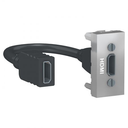 Unica - prise hdmi préconnectorisée - 1 mod - alu - méca seul