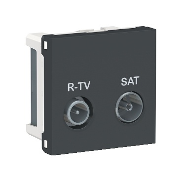 Unica - prise r-tv + sat - individuel - 2 mod - anthracite - méca seul