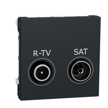 Unica - prise r-tv + sat - individuel - 2 mod - anthracite - méca seul