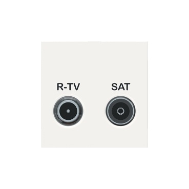 Unica - prise r-tv + sat - individuel - 2 mod - blanc - méca seul