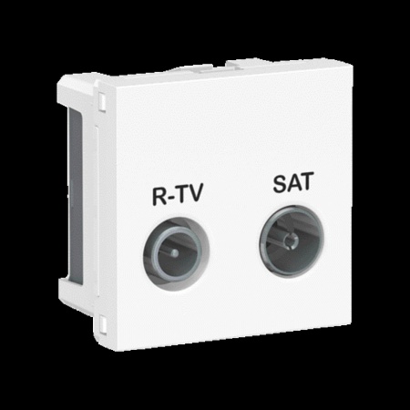 Unica - prise r-tv + sat - individuel - 2 mod - blanc - méca seul