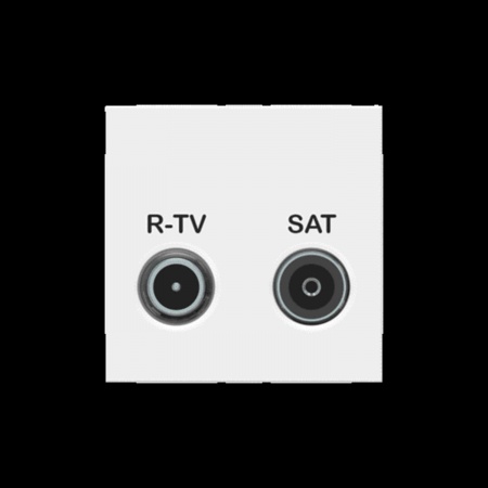 Unica - prise r-tv + sat - individuel - 2 mod - blanc - méca seul