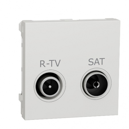 Unica - prise r-tv + sat - individuel - 2 mod - blanc - méca seul