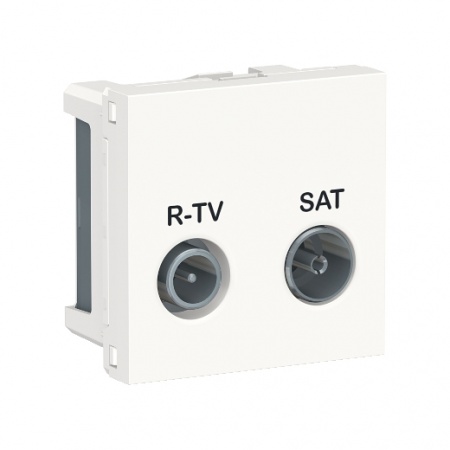 Unica - prise r-tv + sat - individuel - 2 mod - blanc - méca seul