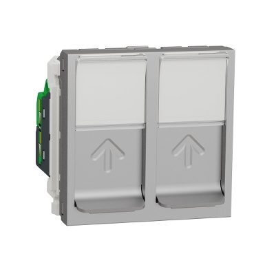 Unica - prise rj45 double - cat 6 stp - 2 mod - alu - méca seul