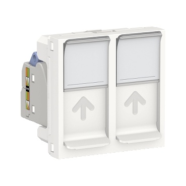 Unica - prise rj45 double - cat 6 stp - 2 mod - blanc - méca seul