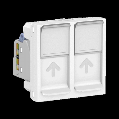 Unica - prise rj45 double - cat 6 stp - 2 mod - blanc - méca seul