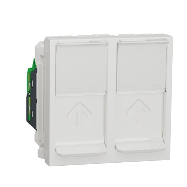 Unica - prise rj45 double - cat 6 stp - 2 mod - blanc - méca seul