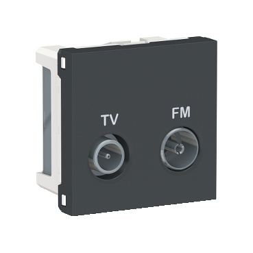 Unica - prise tv + fm - individuel - 2 mod - anthracite - méca seul