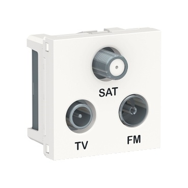 Unica - prise tv + fm + sat - 2 mod - blanc - méca seul