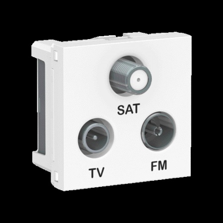 Unica - prise tv + fm + sat - 2 mod - blanc - méca seul