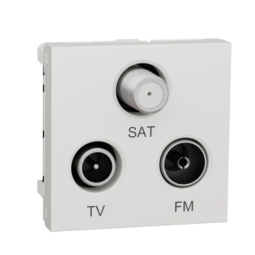 Unica - prise tv + fm + sat - 2 mod - blanc - méca seul